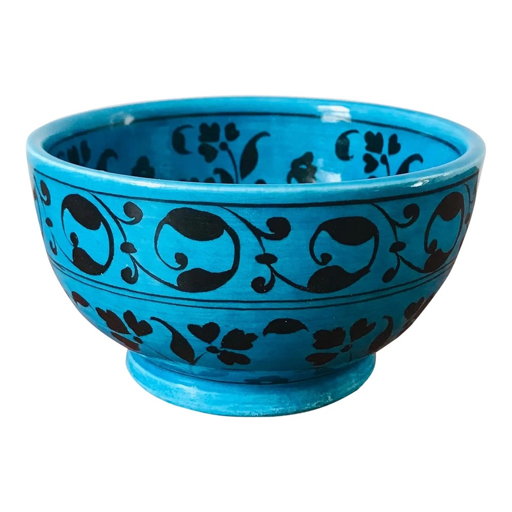Bright Blue Islamic Motif Bowl From Istanbul